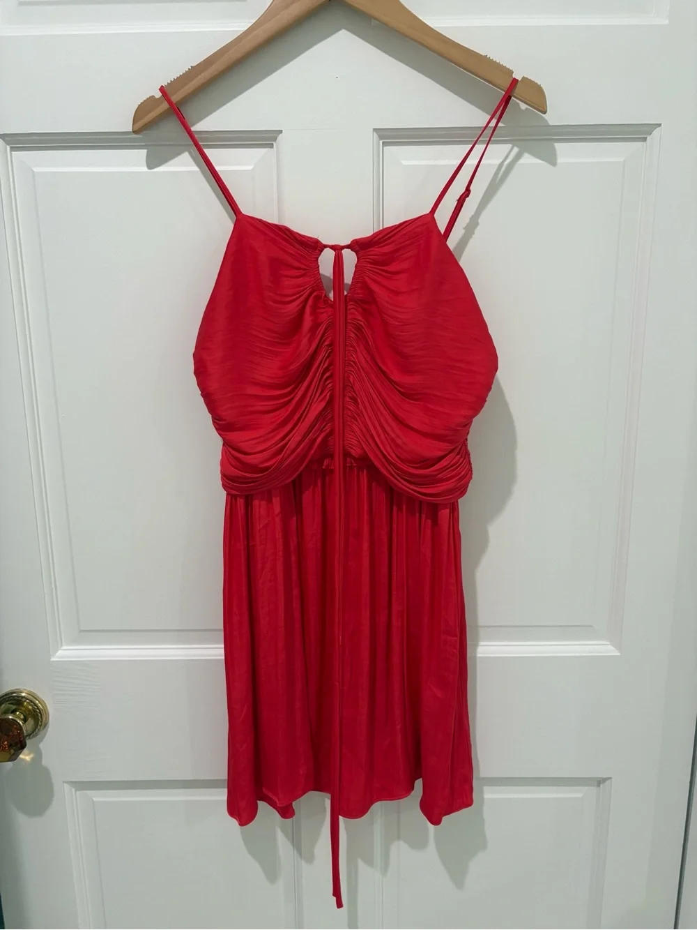 House of Harlow 1960 Red Ruched Spaghetti-Strap Chemise